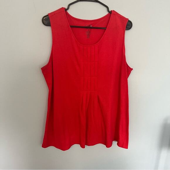 Croft & Barrow Red Pleated Front Sleeveless Tank Top Women's Size XL - Picture 1 of 4